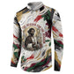 King Jesus Black Christmas Button Sweatshirt Religious Christian Faith Nativity Poinsettia