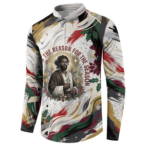 King Jesus Black Christmas Button Sweatshirt Religious Christian Faith Nativity Poinsettia