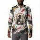 King Jesus Black Christmas Button Sweatshirt Religious Christian Faith Nativity Poinsettia