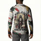 King Jesus Black Christmas Button Sweatshirt Religious Christian Faith Nativity Poinsettia