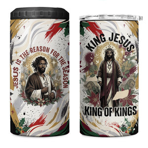 King Jesus Black Christmas 4 in 1 Can Cooler Tumbler Religious Christian Faith Nativity Poinsettia