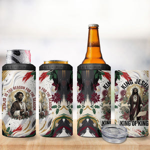 King Jesus Black Christmas 4 in 1 Can Cooler Tumbler Religious Christian Faith Nativity Poinsettia