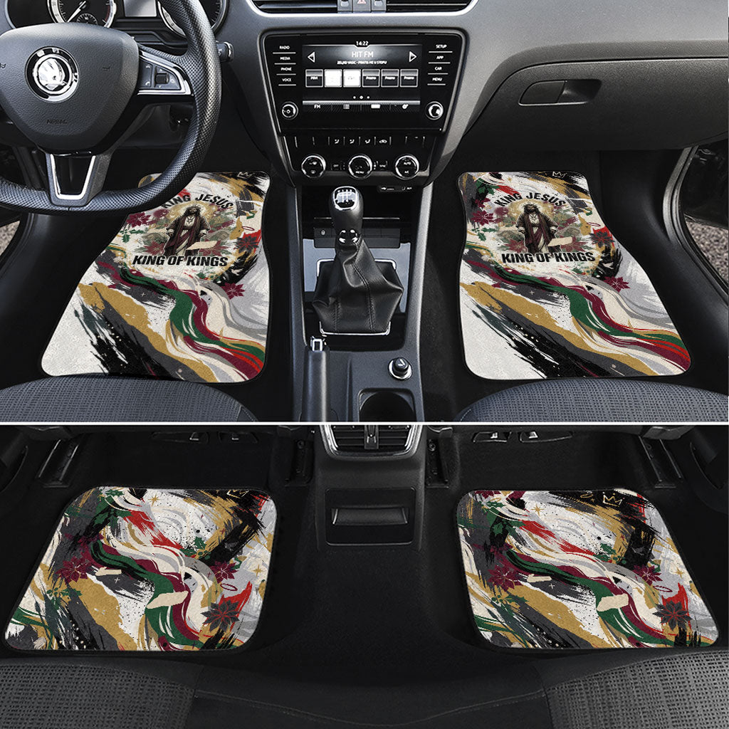 King Jesus Black Christmas Car Mats Religious Christian Faith Nativity Poinsettia