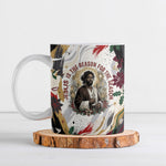 King Jesus Black Christmas Ceramic Mug Religious Christian Faith Nativity Poinsettia