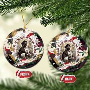 King Jesus Black Christmas Ceramic Ornament Religious Christian Faith Nativity Poinsettia