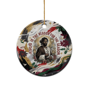 King Jesus Black Christmas Ceramic Ornament Religious Christian Faith Nativity Poinsettia