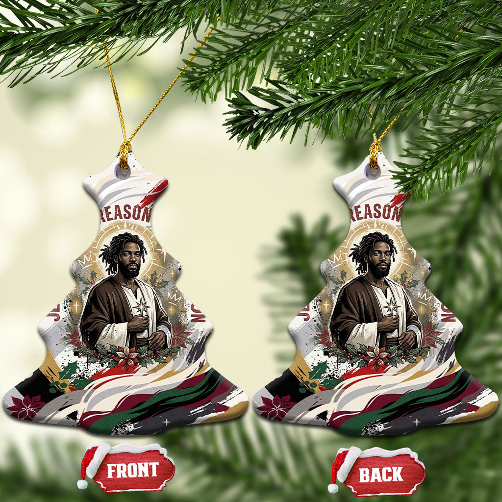 King Jesus Black Christmas Ceramic Ornament Religious Christian Faith Nativity Poinsettia