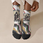 King Jesus Black Christmas Crew Socks Religious Christian Faith Nativity Poinsettia