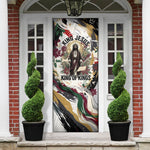 King Jesus Black Christmas Door Cover Religious Christian Faith Nativity Poinsettia