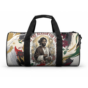 King Jesus Black Christmas Duffle Bag Religious Christian Faith Nativity Poinsettia