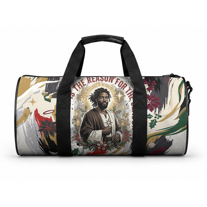 King Jesus Black Christmas Duffle Bag Religious Christian Faith Nativity Poinsettia