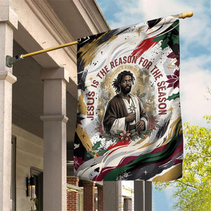 King Jesus Black Christmas Garden Flag Religious Christian Faith Nativity Poinsettia