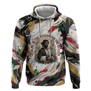 King Jesus Black Christmas Hoodie Religious Christian Faith Nativity Poinsettia