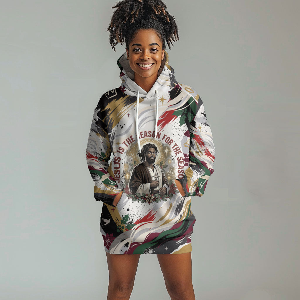 King Jesus Black Christmas Hoodie Dress Religious Christian Faith Nativity Poinsettia