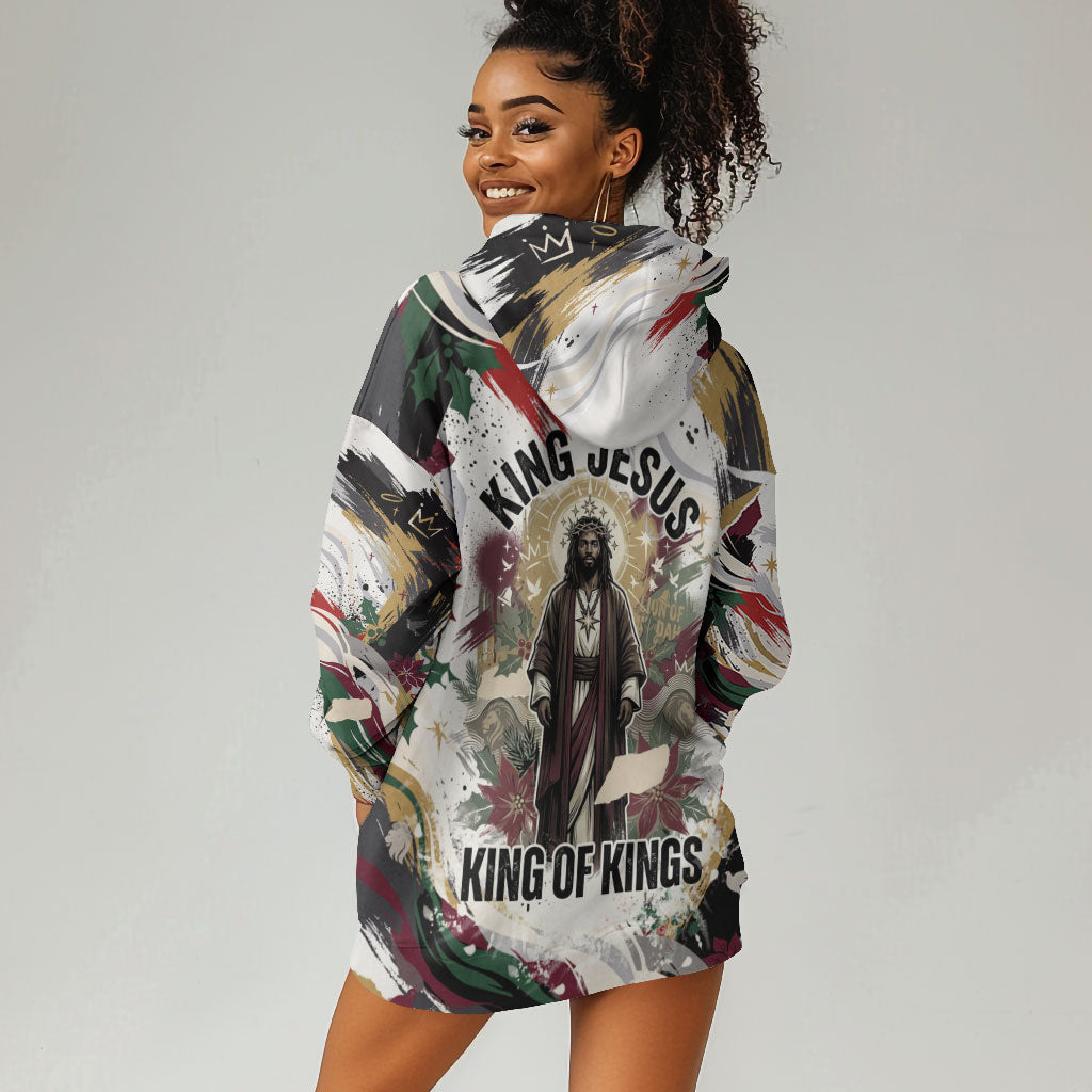 King Jesus Black Christmas Hoodie Dress Religious Christian Faith Nativity Poinsettia