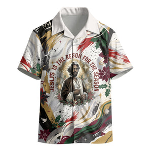 King Jesus Black Christmas Kid Hawaiian Shirt Religious Christian Faith Nativity Poinsettia
