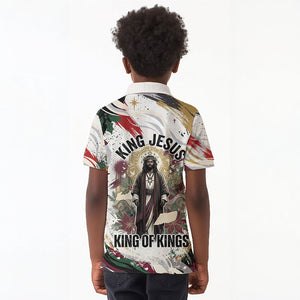King Jesus Black Christmas Kid Polo Shirt Religious Christian Faith Nativity Poinsettia