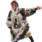 King Jesus Black Christmas Kid Wearable Blanket Hoodie Religious Christian Faith Nativity Poinsettia