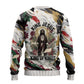King Jesus Black Christmas Ugly Christmas Sweater Religious Christian Faith Nativity Poinsettia