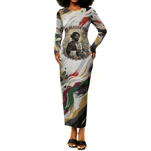 King Jesus Black Christmas Long Sleeve Bodycon Dress Religious Christian Faith Nativity Poinsettia