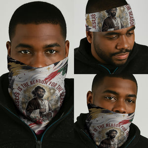 King Jesus Black Christmas Neck Gaiter Religious Christian Faith Nativity Poinsettia