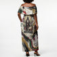 King Jesus Black Christmas Off Shoulder Maxi Dress Religious Christian Faith Nativity Poinsettia