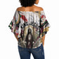 King Jesus Black Christmas Off Shoulder Wrap Waist Top Religious Christian Faith Nativity Poinsettia