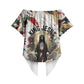 King Jesus Black Christmas Off Shoulder Wrap Waist Top Religious Christian Faith Nativity Poinsettia