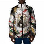 King Jesus Black Christmas Padded Jacket Religious Christian Faith Nativity Poinsettia
