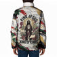 King Jesus Black Christmas Padded Jacket Religious Christian Faith Nativity Poinsettia