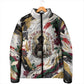 King Jesus Black Christmas Padded Jacket Religious Christian Faith Nativity Poinsettia