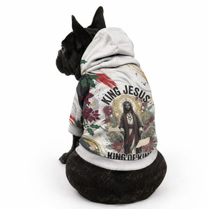 King Jesus Black Christmas Pet Hoodie Religious Christian Faith Nativity Poinsettia