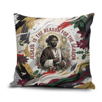 King Jesus Black Christmas Pillow Cover Religious Christian Faith Nativity Poinsettia