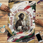 King Jesus Black Christmas Puzzle Religious Christian Faith Nativity Poinsettia