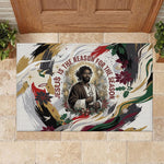 King Jesus Black Christmas Rubber Doormat Religious Christian Faith Nativity Poinsettia