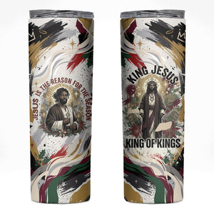 King Jesus Black Christmas Skinny Tumbler Religious Christian Faith Nativity Poinsettia