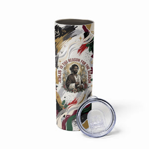 King Jesus Black Christmas Skinny Tumbler Religious Christian Faith Nativity Poinsettia