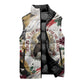 King Jesus Black Christmas Sleeveless Puffer Jacket Religious Christian Faith Nativity Poinsettia