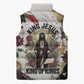 King Jesus Black Christmas Sleeveless Puffer Jacket Religious Christian Faith Nativity Poinsettia