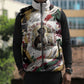 King Jesus Black Christmas Sleeveless Puffer Jacket Religious Christian Faith Nativity Poinsettia