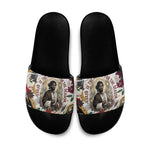 King Jesus Black Christmas Slide Sandals Religious Christian Faith Nativity Poinsettia