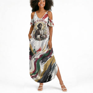 King Jesus Black Christmas Summer Maxi Dress Religious Christian Faith Nativity Poinsettia