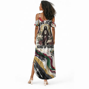 King Jesus Black Christmas Summer Maxi Dress Religious Christian Faith Nativity Poinsettia