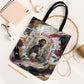 King Jesus Black Christmas Tote Bag Religious Christian Faith Nativity Poinsettia