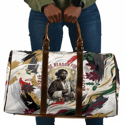 King Jesus Black Christmas Travel Bag Religious Christian Faith Nativity Poinsettia