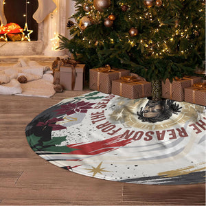 King Jesus Black Christmas Tree Skirt Religious Christian Faith Nativity Poinsettia