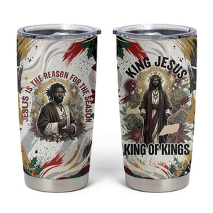 King Jesus Black Christmas Tumbler Cup Religious Christian Faith Nativity Poinsettia