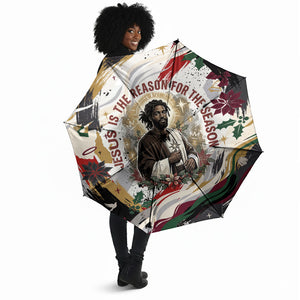 King Jesus Black Christmas Umbrella Religious Christian Faith Nativity Poinsettia
