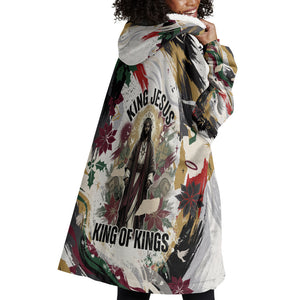 King Jesus Black Christmas Wearable Blanket Hoodie Religious Christian Faith Nativity Poinsettia