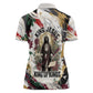 King Jesus Black Christmas Women Polo Shirt Religious Christian Faith Nativity Poinsettia